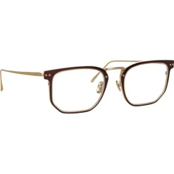 Linda Farrow - Saul D-Frame Optical Glasses in Brown Light Gold - LFL1113C3OPT - Linda Farrow Eyewear - Avvenice
