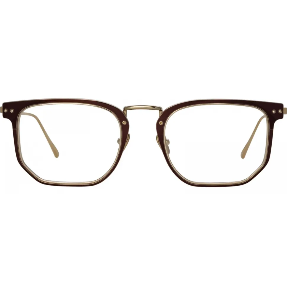 Linda Farrow - Saul D-Frame Optical Glasses in Brown Light Gold - LFL1113C3OPT - Linda Farrow Eyewear - Avvenice
