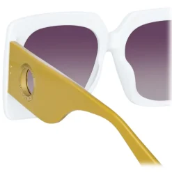 Linda Farrow - Sierra Oversized Sunglasses in White - LFL1346C4SUN - Linda Farrow Eyewear - Avvenice