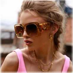 Linda Farrow - Sierra Oversized Sunglasses in Saffron - LFL1346C5SUN - Linda Farrow Eyewear - Avvenice