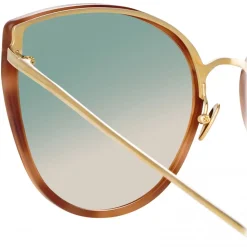 Linda Farrow - Silvie Cat Eye Sunglasses in Horn - LFL1244C4SUN - Linda Farrow Eyewear - Avvenice