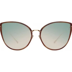 Linda Farrow - Silvie Cat Eye Sunglasses in Horn - LFL1244C4SUN - Linda Farrow Eyewear - Avvenice