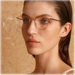 Linda Farrow - Simon Square Optical Glasses in Yellow Gold - LFLC479C6OPT - Linda Farrow Eyewear - Avvenice
