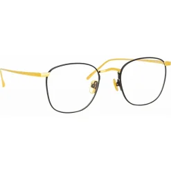 Linda Farrow - Simon Square Optical Glasses in Yellow Gold Black - LFLC479C18OPT - Linda Farrow Eyewear - Avvenice