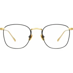 Linda Farrow - Simon Square Optical Glasses in Yellow Gold Black - LFLC479C18OPT - Linda Farrow Eyewear - Avvenice