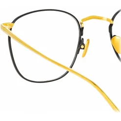 Linda Farrow - Simon Square Optical Glasses in Yellow Gold Black - LFLC479C18OPT - Linda Farrow Eyewear - Avvenice