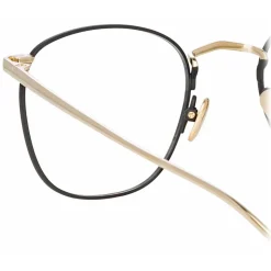 Linda Farrow - Simon Square Optical Glasses in Light Gold Black - LFLC479C20OPT - Linda Farrow Eyewear - Avvenice