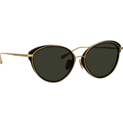 Linda Farrow - Song Cat Eye Sunglasses in Yellow Gold and Black - LFL1445C1SUN - Linda Farrow Eyewear - Avvenice