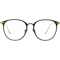 Linda Farrow - Sophia A Oval Optical Glasses in Black Yellow Gold - LF45AC1OPT - Linda Farrow Eyewear - Avvenice