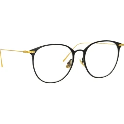 Linda Farrow - Sophia Oval Optical Glasses in Black Yellow Gold - LF45C1OPT - Linda Farrow Eyewear - Avvenice
