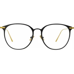 Linda Farrow - Sophia Oval Optical Glasses in Black Yellow Gold - LF45C1OPT - Linda Farrow Eyewear - Avvenice