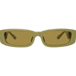 Linda Farrow - Talita Rectangular Sunglasses in Sage - LFL1419C6SUN - Linda Farrow Eyewear - Avvenice