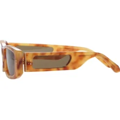 Linda Farrow - Talita Rectangular Sunglasses in Saffron Tortoiseshell - LFL1419C4SUN - Linda Farrow Eyewear - Avvenice