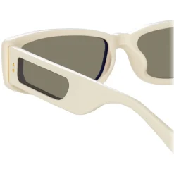 Linda Farrow - Talita Rectangular Sunglasses in White - LFL1419C3SUN - Linda Farrow Eyewear - Avvenice