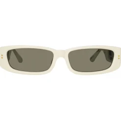 Linda Farrow - Talita Rectangular Sunglasses in White - LFL1419C3SUN - Linda Farrow Eyewear - Avvenice