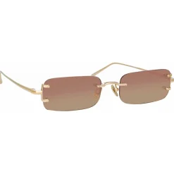 Linda Farrow - Taylor Rectangular Sunglasses in Light Gold - LFL1131C3SUN - Linda Farrow Eyewear - Avvenice