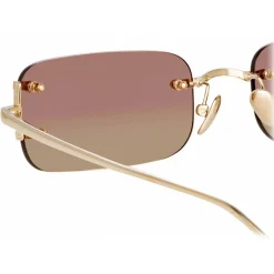 Linda Farrow - Taylor Rectangular Sunglasses in Light Gold - LFL1131C3SUN - Linda Farrow Eyewear - Avvenice