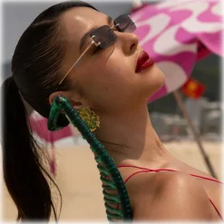 Linda Farrow - Taylor Rectangular Sunglasses in Light Gold Sand - LFL1131C10SUN - Linda Farrow Eyewear - Avvenice