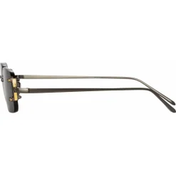 Linda Farrow - Taylor Rectangular Sunglasses in Nickel - LFL1131C4SUN - Linda Farrow Eyewear - Avvenice