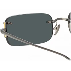 Linda Farrow - Taylor Rectangular Sunglasses in Nickel - LFL1131C4SUN - Linda Farrow Eyewear - Avvenice