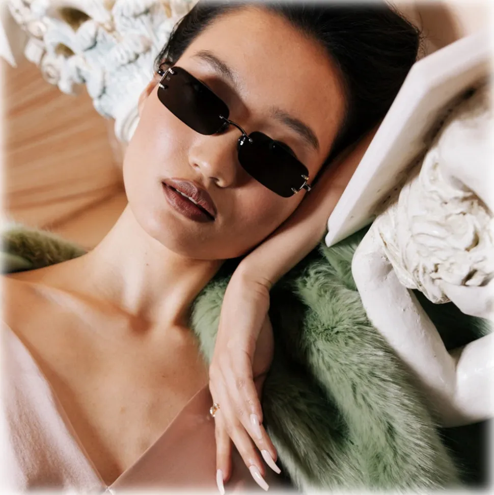 Linda Farrow - Taylor Rectangular Sunglasses in Nickel - LFL1131C4SUN - Linda Farrow Eyewear - Avvenice