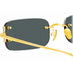 Linda Farrow - Taylor Rectangular Sunglasses in Yellow Gold Grey - LFL1131C1SUN - Linda Farrow Eyewear - Avvenice