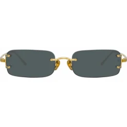 Linda Farrow - Taylor Rectangular Sunglasses in Yellow Gold Grey - LFL1131C1SUN - Linda Farrow Eyewear - Avvenice
