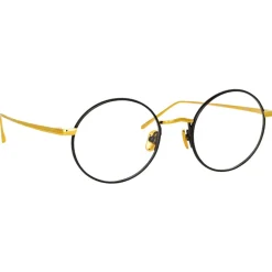 Linda Farrow - The Adams Oval Optical Glasses in Black Yellow Gold (C1) - LFL925C1OPT - Linda Farrow Eyewear - Avvenice