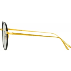 Linda Farrow - The Adams Oval Optical Glasses in Black Yellow Gold (C1) - LFL925C1OPT - Linda Farrow Eyewear - Avvenice