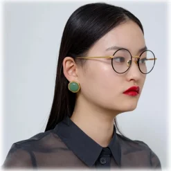 Linda Farrow - The Adams Oval Optical Glasses in Black Yellow Gold (C1) - LFL925C1OPT - Linda Farrow Eyewear - Avvenice