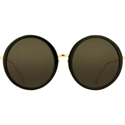 Linda Farrow - The Kew Round Sunglasses in Black (C1) - LFLC457C1SUN - Linda Farrow Eyewear - Avvenice