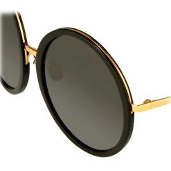 Linda Farrow - The Kew Round Sunglasses in Black (C1) - LFLC457C1SUN - Linda Farrow Eyewear - Avvenice