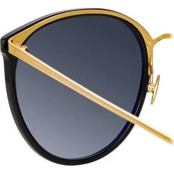 Linda Farrow - The Kings Oversized Sunglasses in Black (C1) - LFL747C1SUN - Linda Farrow Eyewear - Avvenice