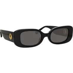 Linda Farrow - The Lola Rectangular Sunglasses in Black (C1) - LFL1117C1SUN - Linda Farrow Eyewear - Avvenice