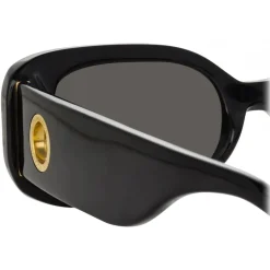 Linda Farrow - The Lola Rectangular Sunglasses in Black (C1) - LFL1117C1SUN - Linda Farrow Eyewear - Avvenice