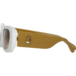 Linda Farrow - The Lola Rectangular Sunglasses in White - LFL1117C6SUN - Linda Farrow Eyewear - Avvenice