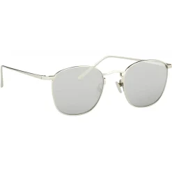 Linda Farrow - The Simon Square Sunglasses in White Gold (C2) - LFL479C2SUN - Linda Farrow Eyewear - Avvenice