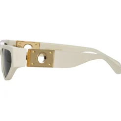 Linda Farrow - Tomie Cat Eye Sunglasses in White - LFL1426C2SUN - Linda Farrow Eyewear - Avvenice