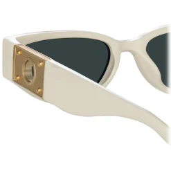 Linda Farrow - Tomie Cat Eye Sunglasses in White - LFL1426C2SUN - Linda Farrow Eyewear - Avvenice