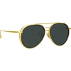 Linda Farrow - Torino Aviator Sunglasses in Yellow Gold - LFL1360C2SUN - Linda Farrow Eyewear - Avvenice