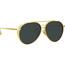 Linda Farrow - Torino Aviator Sunglasses in Yellow Gold - LFL1360C2SUN - Linda Farrow Eyewear - Avvenice