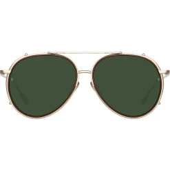 Linda Farrow - Torino Aviator Sunglasses in Light Gold - LFL1360C3SUN - Linda Farrow Eyewear - Avvenice