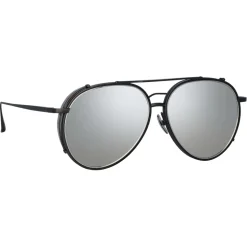 Linda Farrow - Torino Aviator Sunglasses in Nickel - LFL1360C4SUN - Linda Farrow Eyewear - Avvenice