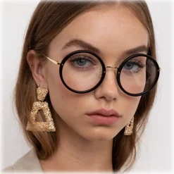 Linda Farrow - Tracy Round Optical Glasses in Black - LFLC239C1OPT - Linda Farrow Eyewear - Avvenice