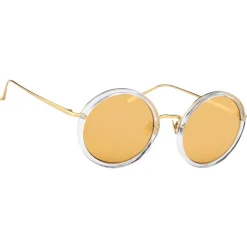 Linda Farrow - Tracy Round Sunglasses in Clear Brown - LFL239C30SUN - Linda Farrow Eyewear - Avvenice