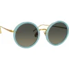 Linda Farrow - Tracy Round Sunglasses in Porcelain Blue - LFL239C70SUN - Linda Farrow Eyewear - Avvenice