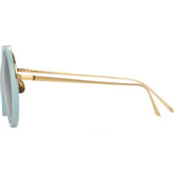 Linda Farrow - Tracy Round Sunglasses in Porcelain Blue - LFL239C70SUN - Linda Farrow Eyewear - Avvenice