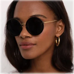 Linda Farrow - Tracy Round Sunglasses in Black - LFLC239C11SUN - Linda Farrow Eyewear - Avvenice