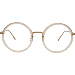 Linda Farrow - Tracy Round Optical Glasses in Milky Peach - LFL239C61OPT - Linda Farrow Eyewear - Avvenice