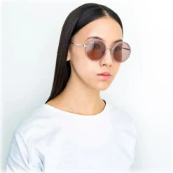 Linda Farrow - Tracy Round Sunglasses in Milky Purple - LFL239C59SUN - Linda Farrow Eyewear - Avvenice